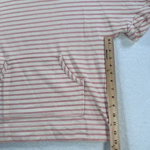 Jane & Delancey Women's Small Pink/Cream Striped Short Sleeve Hooded Terry Shirt thumbnail 7