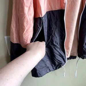 Columbia fleece lined rain jacket windbreaker women's L orange‎ gray colorblock thumbnail 6