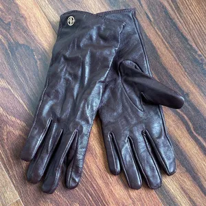 Adrienne Vittadini Oxblood Leather Gloves Cashmere Wool Lining Size Medium thumbnail 1