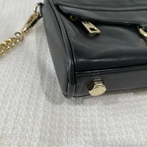 Rebecca Minkoff Mini M.A.C Leather Crossbody Bag Black/Light Gold thumbnail 9