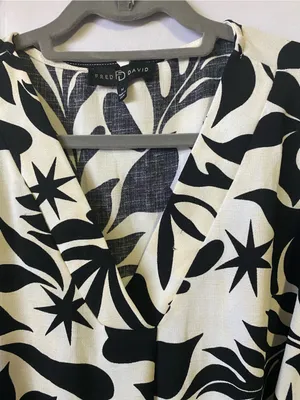 Black & White Floral Wrap Dress - Elegant Women’s Dress thumbnail 4