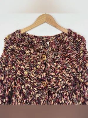 HWR Anthropologie Sweater Multicolor Wool Blend Chunky Knit Cardigan thumbnail 7