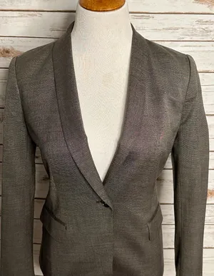 Ann Taylor taupe/brown wool-blend tailored tuxedo-inspired blazer Size 8P thumbnail 7
