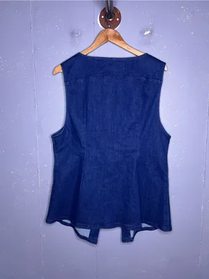 Free People Dark Blue Denim Button Tank thumbnail 2