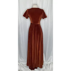 BALTIC BORN Andi Velvet High Low Maxi Dress Ribbed Party Holiday‎ Copper Rust XS thumbnail 9