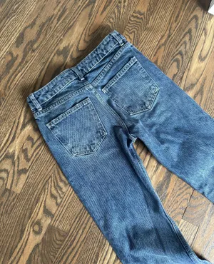 high waisted mini flare rigid denim jean pants size 4, 25” Jean thumbnail 7