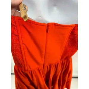 Rebecca Taylor Strapless Silk Cocktail Dress Orange Pleated Skirt Women’s 4 thumbnail 10