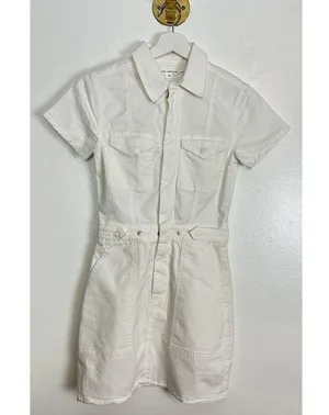 GOOD AMERICAN Fit for Success Utility Dress in Wash Cloud White Size X-Small thumbnail 4