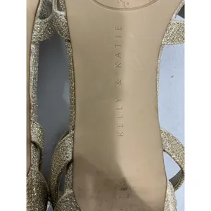 Womans Kelly & Katie Valdena 8.5 Gold Sparkly Open Toe Ankle Buckle Heel Sandal thumbnail 8