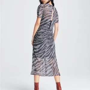 rag & bone Maris ruched chiffon midi dress zebra print 0 silk thumbnail 2