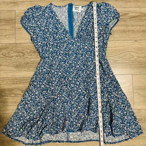 Princess Polly Blue Floral‎ V Neck Mini Dress Short Sleeve Flounce Hem Size 6 thumbnail 12