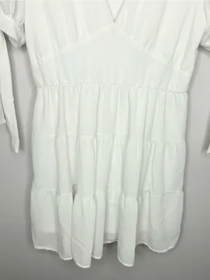 Altar'd State White Tiered Mini Dress Size L thumbnail 6
