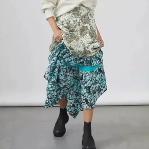 Blue Cream Patchwork Maxi Skirt thumbnail 2
