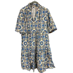 Tuckernuck Golden Medallion Crawford Dress Size Large Blue Cotton Mini thumbnail 5