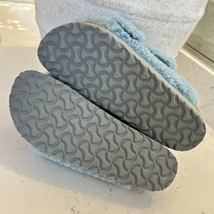 BIRKENSTOCK Arizona Big Buckle Genuine Shearling Slide Sandal in Faded Aqua thumbnail 8
