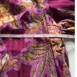 Women's Purple Magenta Floral Paisley Blouse Size L V-Neck Short Sleeve Boho Top thumbnail 6