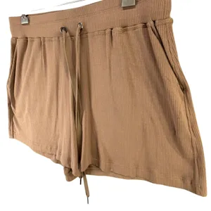 Filoro Ribbed Knit Lounge Set Women L Brown 2 Pc Top Shorts Cozycore Casual Chic thumbnail 4