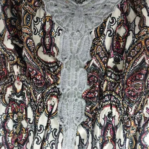 Boho Mixed Print Tunic Peasant Top With Lace Detail thumbnail 6