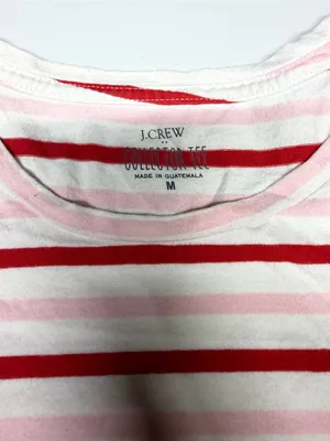 J.Crew Collector Tee Cotton Stripe Embroidered‎ Heart T-Shirt Tee Top Size M thumbnail 4