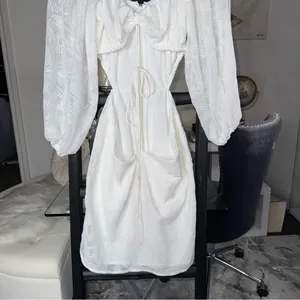 SABO Anita White Textured Long Sleeve Open Back Mini Dress Womens Large thumbnail 8