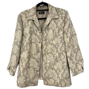 DT Collection | M | beige floral brocade blazer jacket satin romantic floral thumbnail 1