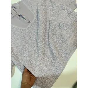 Aerie Dream Sherpa Quarter Zip Pullover Sweatshirt Womens Sz Small Lavender thumbnail 9