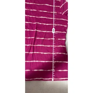 Croft & Barrow Womens Magenta Pink White Striped Tie Dye V-Neck Cotton Tee M thumbnail 5