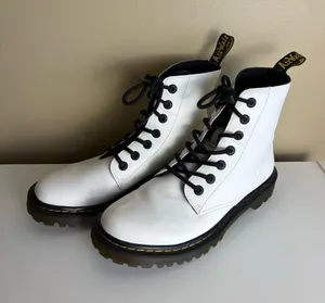 Dr. Martens Women's Luana White Lace Up Combat Boots Size 9 thumbnail 1