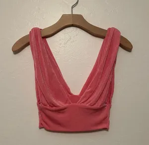 Pink Crop Plunge Tank Size XS thumbnail 1