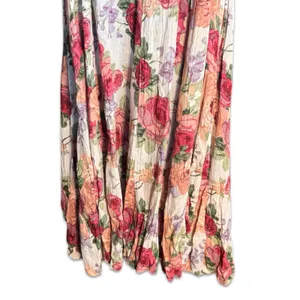 Vintage 90s Baby Pink Floral Crinkle Maxi Dress‎ Romantic Sleeveless Rayon Small thumbnail 7