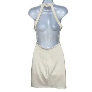 OLIA Gorgeous White High Neck Halter Open Back Mini‎ Dress EUC Size Small thumbnail 5
