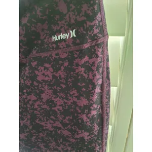 Hurley Size XL Women's Black & Purple Inside Waist Pocket Ankle Leggings NWT thumbnail 2