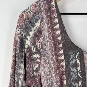 Free People Jasmine Boho Ruched‎ Bodycon Dress Soft Purple Floral Print Keyhole thumbnail 4