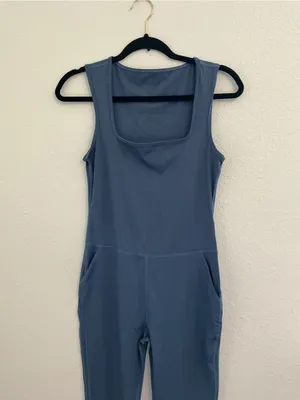 Blue Athletic Flare Jumpsuit Nylon Spandex Pockets Size M Size M thumbnail 4