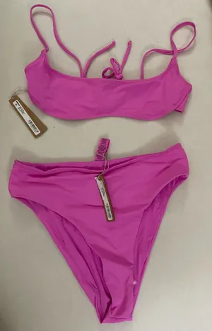 Skims SET NWT Neon Orchid Pink Bikini Swim Set 2-pc set top & Bottom Size m thumbnail 1