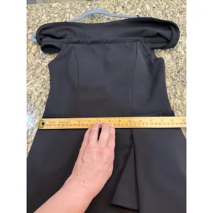 Betsy & Adam BLACK OFF THE SHOULDER Crepe RUFFLE Mermaid GOWN Size 2 Petite thumbnail 7