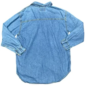 Vintage Cottagecore Autumn Embroidered Denim Shirt Harvest Teacher Western 90s M thumbnail 11