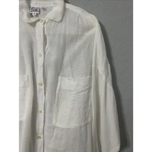 Dotti White Lightweight Button-Front Midi Dress/Shirt Size M Oversized Cotton thumbnail 5
