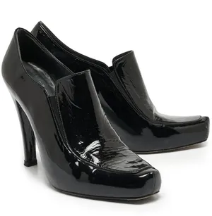 Stuart Weitzman Black Patent‎ Leather Loafer Pumps Size 8.5 thumbnail 1