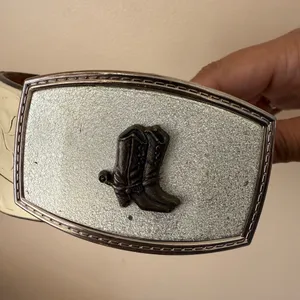 Justin Boots Ivory Leather Belt Cowgirl Boots Buckle Top Grain Cowhide Sz 28 31” thumbnail 4