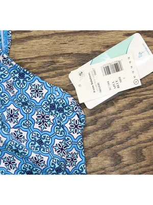 Swim Solutions Womens Printed Tummy-Control Tankini Swim Top 807104 Tile Blue 8 thumbnail 4