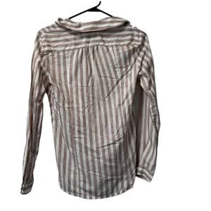 Anthropologie Maeve Wrap Surplice Blouse White Tan‎ Striped Women Size 0 Cottage thumbnail 2