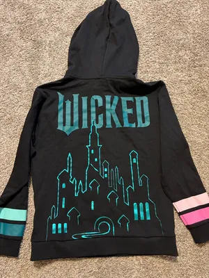 Loungefly Wicked Elphaba & Glinda Split‎ Unisex Hoodie Medium thumbnail 13