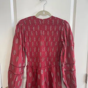 Sonmer Camila Dress Womens Small Burgundy Boho Smocked Eyelet Lace Maxi Floral thumbnail 7