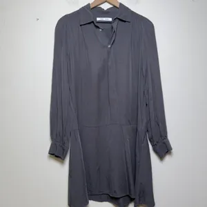 SAMSOE SAMSOE‎ Women Lizzy Shirt Dress Small Gray Drop Waist Long Puff Sleeve thumbnail 2