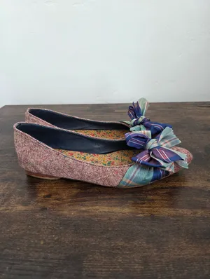 Mere Ballet Flat Shoe Bows Tweed Colorful Ecentric Artsy Fun Statement Size 9 thumbnail 4