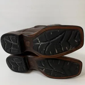 Noble Outfitters Stylish Brown Leather Ankle Boots with Embroidered Accents thumbnail 6