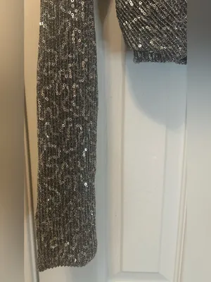 Zara Metallic Silver Twist-Front Long-Sleeve Crop Top thumbnail 3