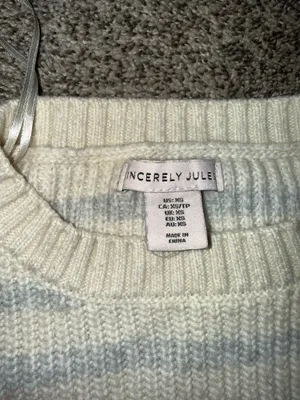 Sincerely Jules Striped Cropped Crewneck Sweater XS thumbnail 2