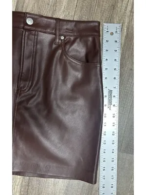 Express Faux Leather Mini Skirt Medium Brown Stretch Zip Side Fall Pockets thumbnail 5